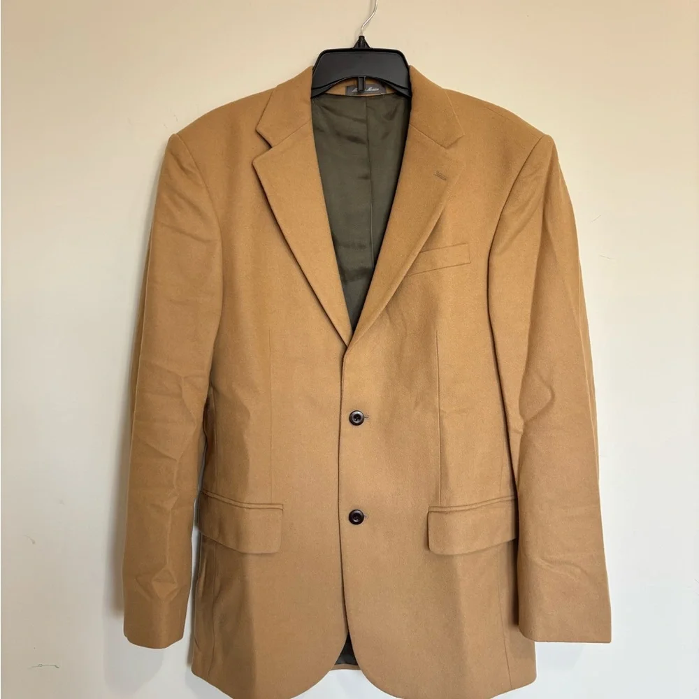 BN7 Oscar De‎ La Renta Wool Cashmere Blazer Brown Sport Coat Size 40L Academia